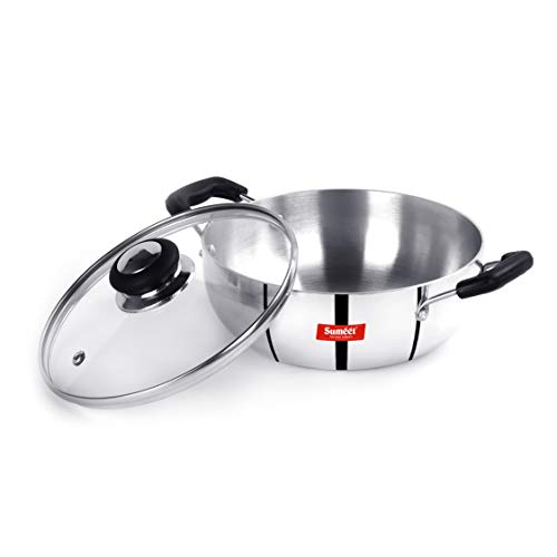 Sumeet 3Mm Induction Bottom Aluminium Kadai With Glass Lid (1.8Ltr, 20Cm) #TOP5