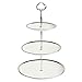 Supporto per Torta Bandeja para Tartas Fruteros con Pisos Bandeja de cerámica redonda blanca de 3 niveles Plato para servir Hojaldre apilado Plato para servir fruta Stand para regalo, Silver Edge