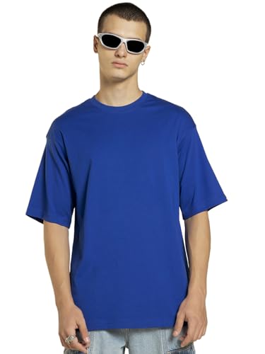 Image of Bewakoof X Streetwear Men's Blue Oversized T-Shirt