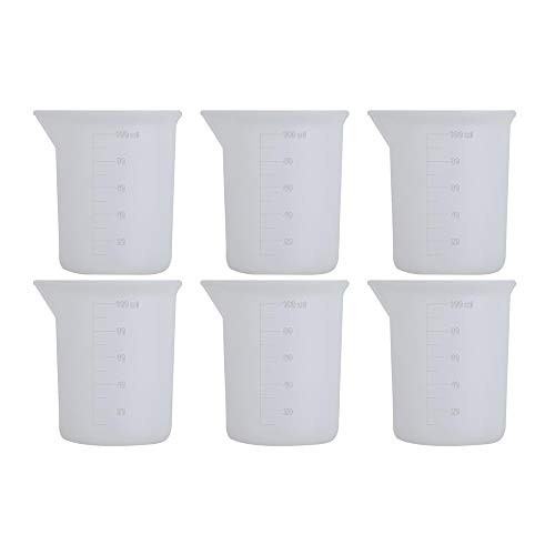 Silicone Measuring Cups for Epoxy Resin 100mL 6 pcs for Epoxy Resin Jewelry Making Non-Stick Mixing Soft Scale Cups Small Capacity Tools, Mixing Cups DIY Glue Tools Cup for Art, Waxing, Lab