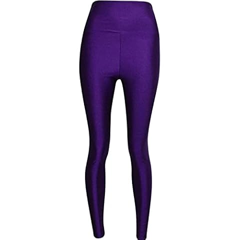 AAILA FASHION Womens Wet Look High Waist Stretchy Disco Dance Leggings Ladies Shiny Slim Fit Clubwear Tights Pants Party Wear UK 8-22 Purple Cover
