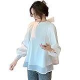 [blue beryl] [ブルーベリル] ブラウス レディース バックリボン シフォン フレア パフスリーブ 長袖 立ち襟 くるみ釦 カフス ホワイト BB025-WH-XL