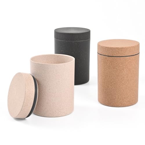 Image of Eha Earth Friendly Canister with Air Tight Lid | Food Storage Container Jars Set of 3 | Microwave Safe | Made with Rice Husk and Bamboo Fibers | 700ml | Multicolor