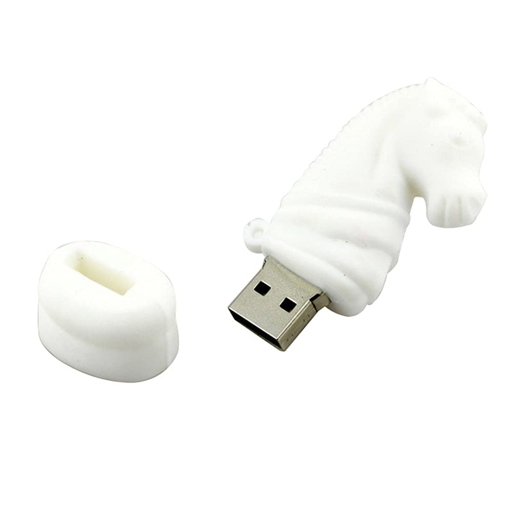 128GB Szachy Rycerz Shape USB Flash Drive U Dysk USB 2.0 Karta USB Device Dysk Flash Memory Stick Pen Drive Storage USB Drive External Storage Flash Disk (Biały)