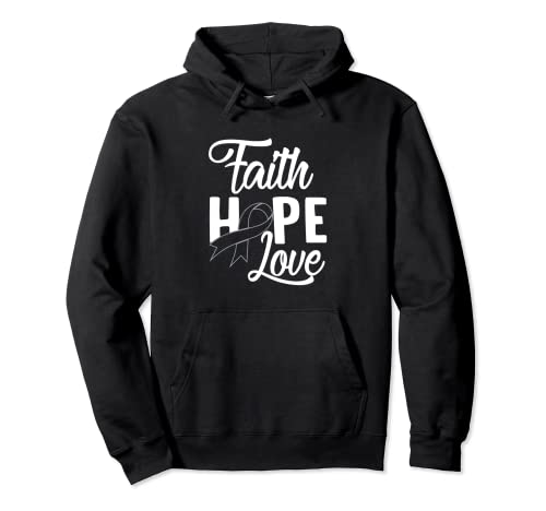 Faith Hope Love Lung Cancer Gris Contour Ruban Texte Fighter Sweat à Capuche