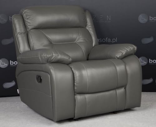 Bostonsofa Denver Relaxsessel aus echtem Leder mit Liegefunktion - Fernsehsessel mit Zero-Wall-System - manuellem Relaxmechanismus & ergonomischer Polsterung - ideal für große Personen - Dunkelgrau – Bild 5