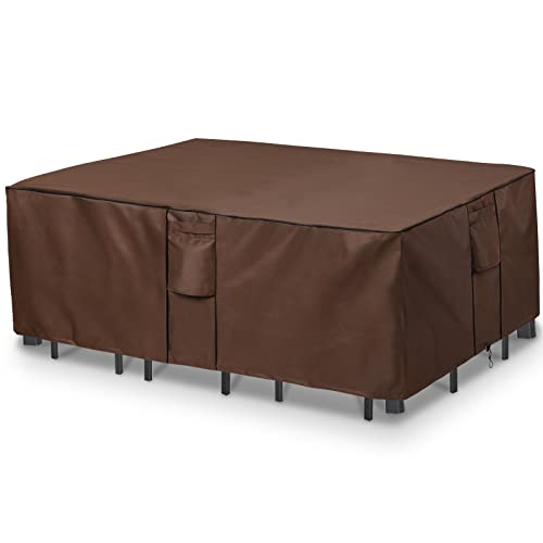 BRIVIC Housse de protection imperméable pour meubles de terrasse - Pour table basse et chaises - 122 x 71 x 33 cm (L x l x H) Cover