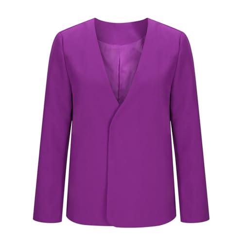 Women's Open Front Blazer 3/4 Sleeve Cropped Cardigan Lightweight Work Office Blazer Jackets for Business Casual3