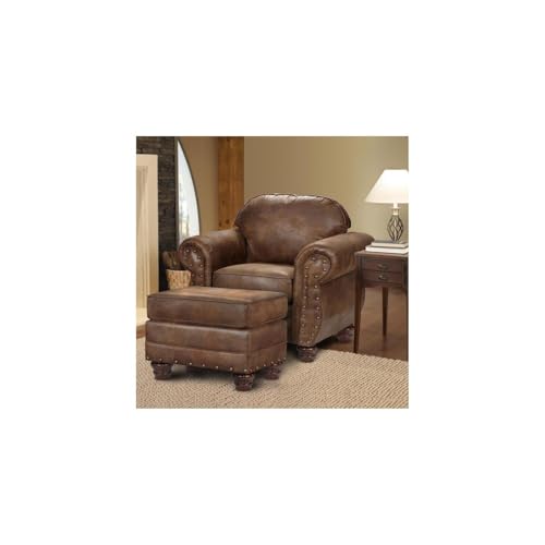 Sillón con Ottoman Microfibra Marrón Rústico miniatura 1