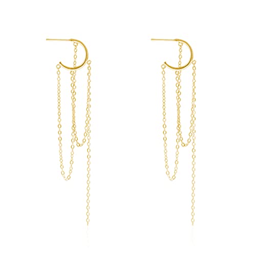SLUYNZ 925 Sterling Silver Dangle Earrings Tassel for Women Elegant Dangling Earrings Chain Threader Earrings