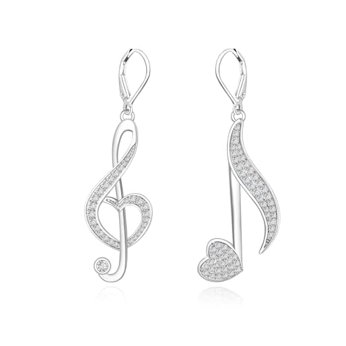 arete de plata de ley 925 – Violín/Clarinete/Trompeta/Cuerno Francés/Clef/Treble Treble/Saxofón/Arpa...