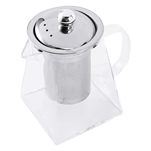Tskcvy Tetera Cuadrada de Vidrio con Infusor, Tetera de Borosilicato de 550 Ml con Colador, Teteras de Hojas Transparentes para Té Suelto