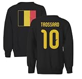 SWEET LEMONS Belgium Soccer Pride Trossard 10 Jersey Style 2-Sided YOUTH Crewneck Sweatshirt (Black, Youth Large)