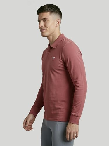 Image of TECHNOSPORT Men's Solid Full Sleeve Polo T-Shirt MATPIQ Quick Dry Slim Fit Sports Tee for Travel Casual Smart Wear UPF50+ Anti Odour