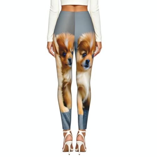 Leggings no se transparentan con estampado de Pomeranias para mujer 4