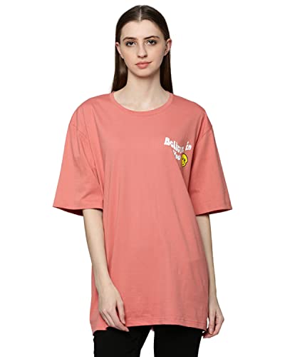 Image of Veirdo Women's Cotton Geometric Oversized Fit T-Shirt