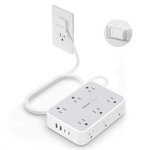 Image of TESSAN Surge Protector Power Strip, 10FT Flat Extension Cord