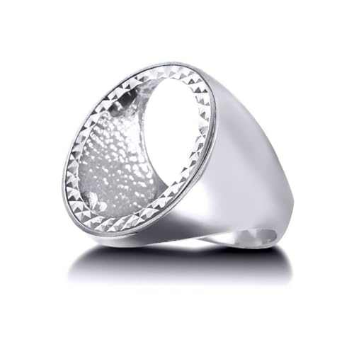 Image of Jewelco London Men's Solid 925 Silver Domed Polished Full Sovereign Mount Ring - Size R