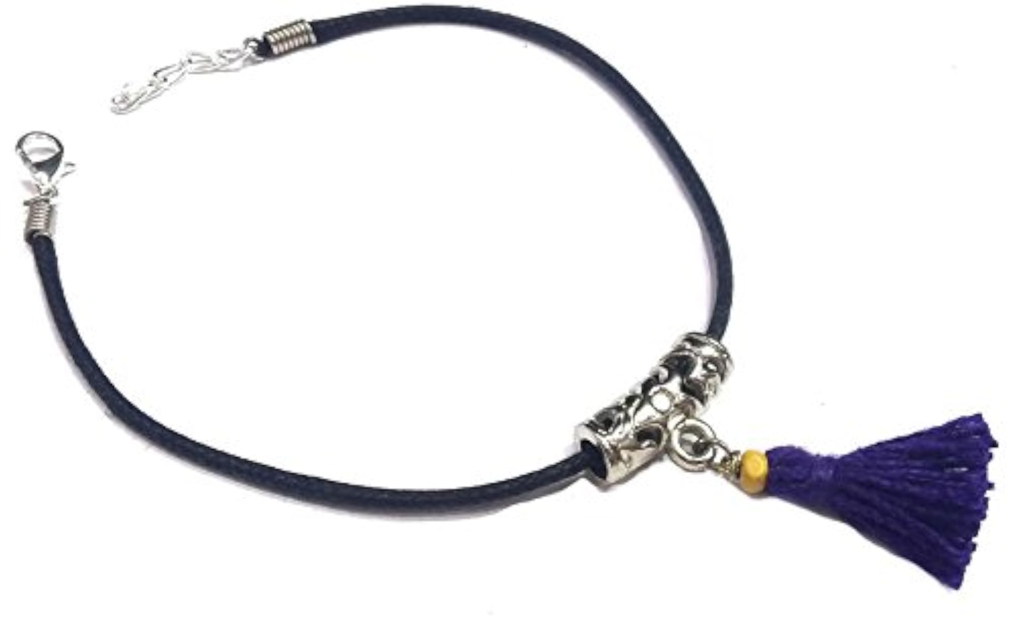 Women's Black Thread Oxidise Pendant with Blue Tassel Hanging, Unique Style