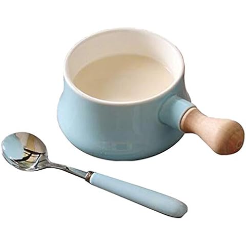 HUYYA Breakfast Bowl with Handles, Soup Bowls/Crocks Japanese Style Ceramic Soup Noodle Salad/Bowl,Blue Cover