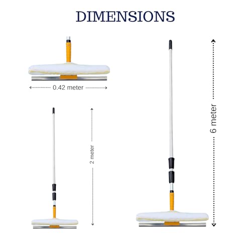 Image of 6-Meter Solar Panel Cleaning Mop with Washable Microfiber & Wiper - Telescopic Solar Wiper 6 Meter - Solar Panel Cleaner, Washer & Long-Handle Solar Cleaning Brush
