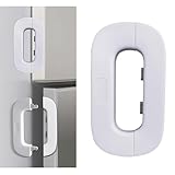 Adhesive Refrigerator Lock - White childproof lock for freezer doors, easy peel-and-stick installation, keeps toddlers safe from cold zones, 1 unit