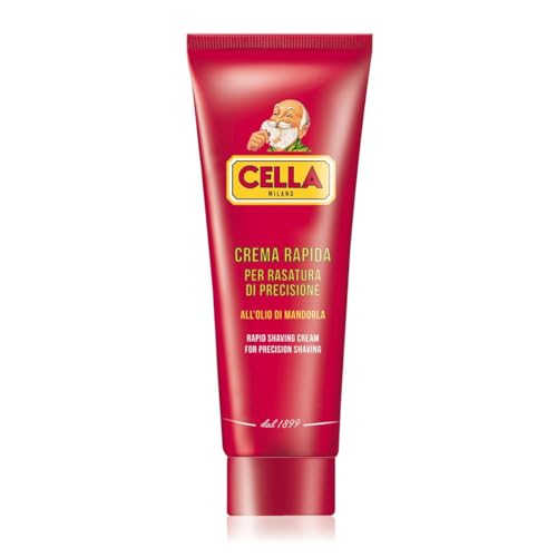 Image of CELLA MILANO, Brushless Fast Shaving Cream for Precision Shaving, Transparent, Delivers for a Smooth Shave, Great for Prrecision Edging of Beards, Sideburns and Moustaches, 5.2 oz, Made in Italy