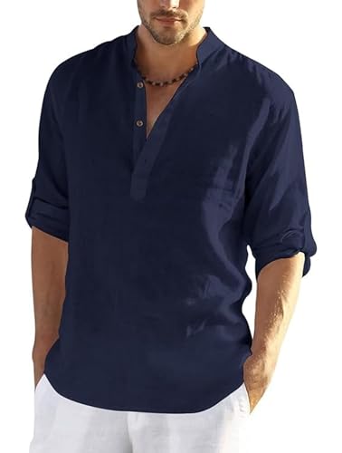 Image of Zombom Men's Solid Cotton Blend Full Sleeve Regular Fit Mandarin /Chinese Collor Short Kurta for Men