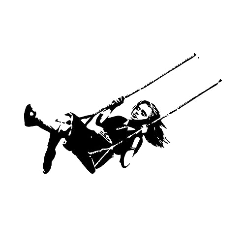 tuwiwol Vinyle décor à la Maison Vie pour aux Murs avec balançoire Fille Stickers muraux PVC Mignon Fille sur balançoire Stickers muraux Chambre Stickers