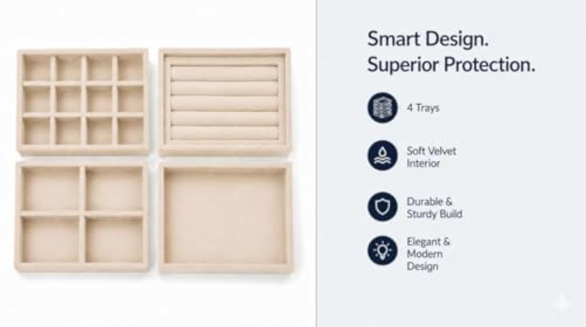 Set of 4 Stackable Jewelry Organizer Trays