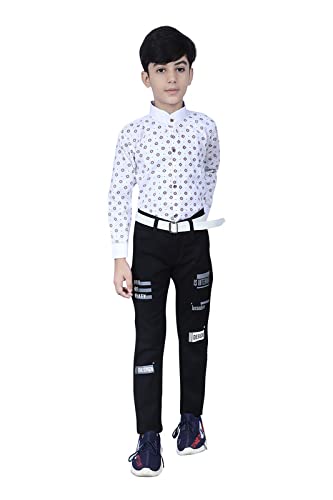 Subhanjali Black Color Slim fit Printed Jeans for Kids