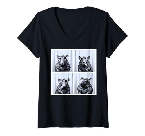 Mujer Lindo Armadillo Face Pet Photobooth Kids Youth Boys Men Girls Camiseta Cuello V