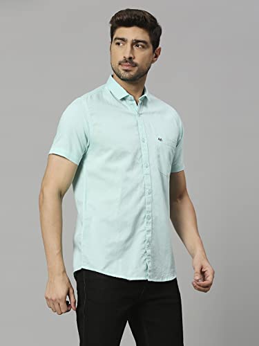 Image of Thomas Scott Men's | Solid | Half Sleeve | Slim Fit | Linen Blend | Spread Collar | Casual Shirt