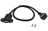Qaoquda Panel Mount HDMI Extension Cable 1.6Ft/50CM High Speed HDMI 2.0 Female to Male Cable with Screw Nut Support 4K Resolution for Blu Ray Player, 3D TV, Roku, Xbox360(Up-Angled)
