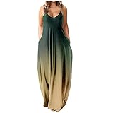 Bridesmaid Dresses for Women Women Suitable Dress Long Maxi V Neck Loose Sleeveless Print Dress Boho Beach Sundress Sexy Khaki