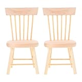 Gadpiparty 2pcs Wooden Dollhouse Chairs Miniature Dollhouse Furniture Artificial Mini Dining Chairs 1/12 Scale Dollhouse Accessories Photo Props for DIY Dollhouse Furniture Decor, Beige