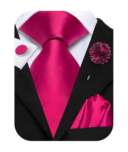 Image of Hi-Tie Zipper Ties for Men Pre-tied Tie Set Lapel Pin Pocket Square and Cufflinks Formal Business Wedding Adjustable Necktie