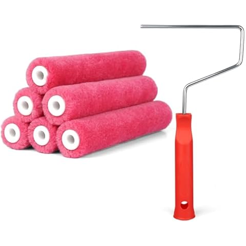 RAWILL Mohair Paint Roller 6 Inch,6 PCS Small Paint Roller Kit with Frame,Lint-Free & Shed-Resistant,Ideal for Painting, Door,Wood,Cabinets,Corners and Walls Cover
