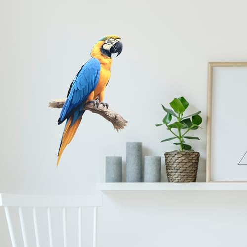 Vinilo decorativo de loro guacamayo azul y amarillo miniatura 3