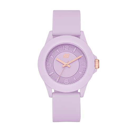 Skechers Rosencrans Reloj de silicona púrpura de tres manecillas para mujer (modelo: SR6286), morado, morado