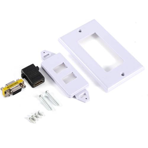 Presa a Muro AV Presa Video Inserto Jack VGA Soluzione Ideale per Prolunghe Cavo Bianco