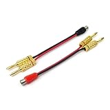 Generic (2-Pack) Banana Plug to RCA Phono Adapter, 6inch Length, 2-Channel Stereo Audio Connector for Home Theater Systems, gold-plated brass