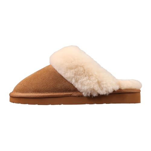 Lamo Women's Lia Scuff Slippers for Women - Premium Suede Upper, Sheepskin Cuff, Faux Fur Lining, Ortholite Foam Footbed with Australian Sheepskin, Rubberlon Outsole - Comfortable, and Stylish2
