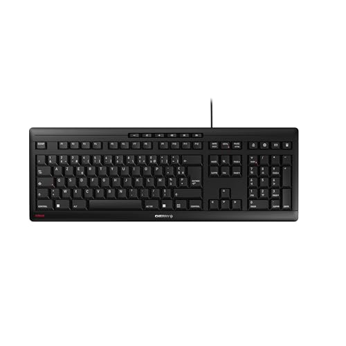 CHERRY Stream Keyboard, Clavier Filaire, Disposition française (AZERTY), Frappe silencieuse, Sensation de Frappe Unique, Design Plat, Noir