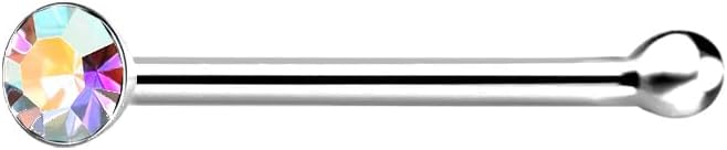 925 Sterling Silver Nose Bone Stud with Tiny 1.5mm CZ - FREE UK Delivery