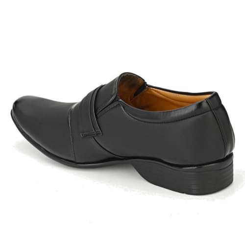 Image of Leatherkraft Formal Slip-On Shoes with Applique Detail