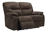Signature Design by Ashley Bolzano Faux Leather Manual Reclining Loveseat, Brown