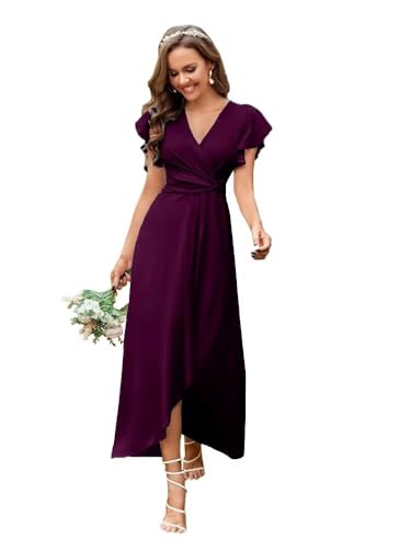 V-Neck Bridesmaid Dresses for Wedding Long Chiffon Ruffles Elegant A-Line Prom Gown Formal Party Dress 2023 DR0252R
