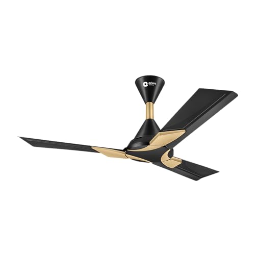 Orient Electric’s 1200 mm Wendy| Decorative ceiling fan with dual-toned blades| Anti-rust blades| High-speed fan with PSPO technology|100% Copper motor | 2-year warranty | Metallic Black-Gold