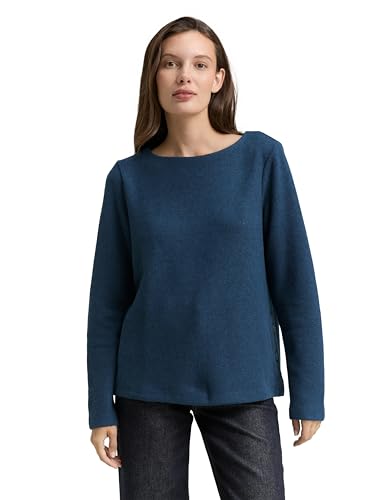 Tom Tailor Damen 1043168 Sweatshirt, 38879 - Dark Petrol Melange, XS EU – Ansicht 1
